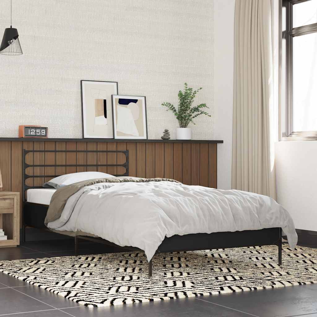Vidaxl bedframe bewerkt hout en metaal zwart 100x200 cm