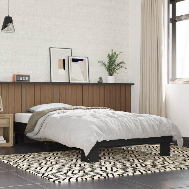Vidaxl bedframe bewerkt hout en metaal zwart 90x200 cm