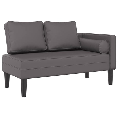 Vidaxl chaise longue met kussens kunstleer grijs