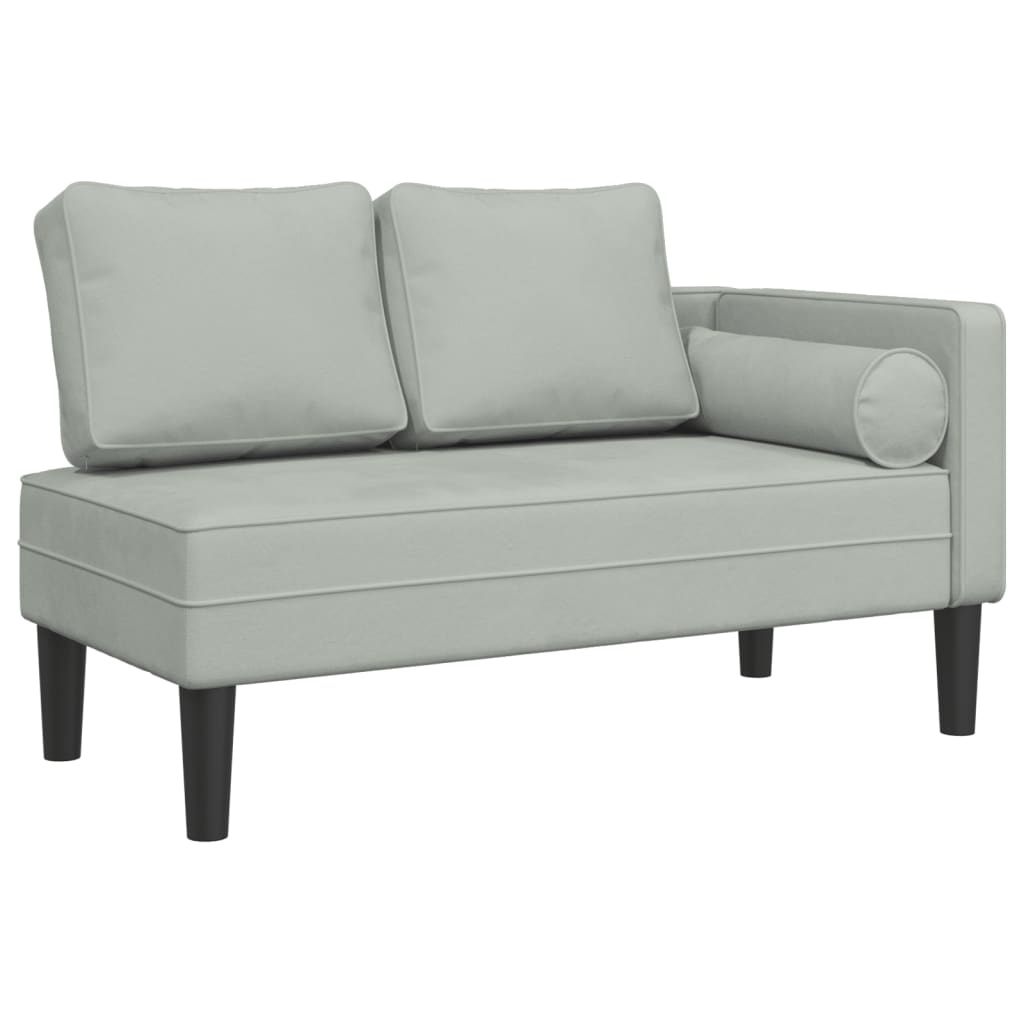 Vidaxl chaise longue met kussens fluweel lichtgrijs