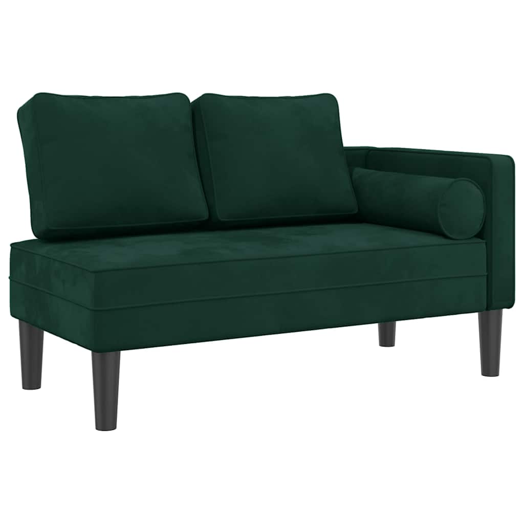 Vidaxl chaise longue met kussens fluweel donkergroen