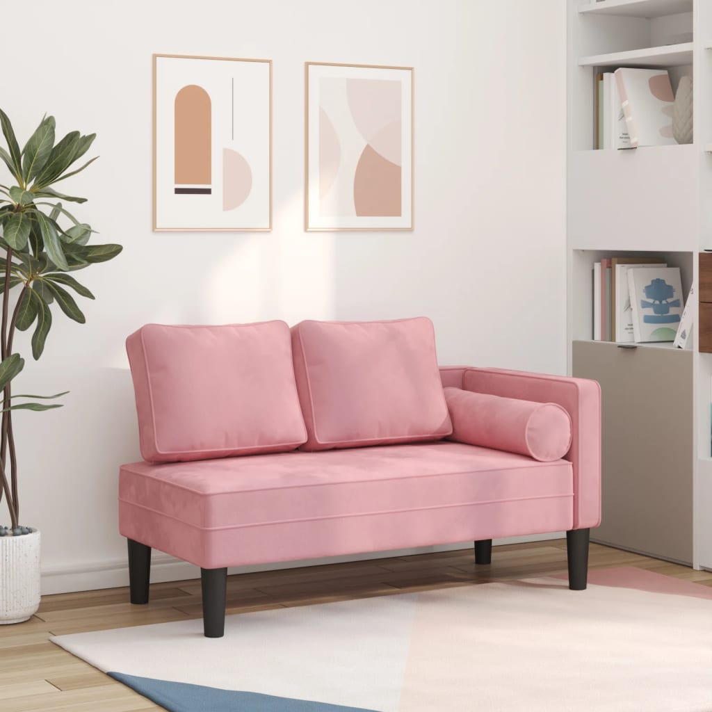 Vidaxl chaise longue met kussens fluweel roze
