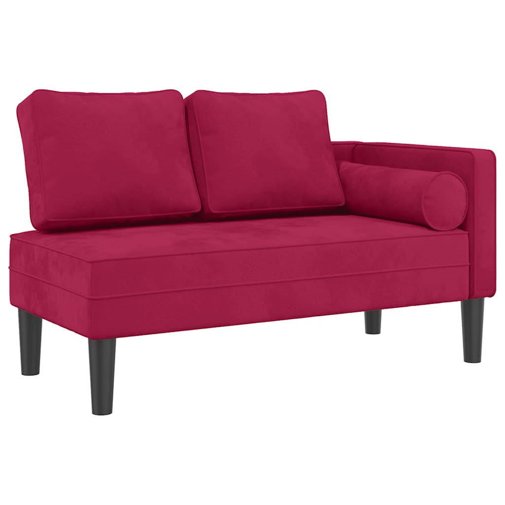 Vidaxl chaise longue met kussens fluweel wijnrood