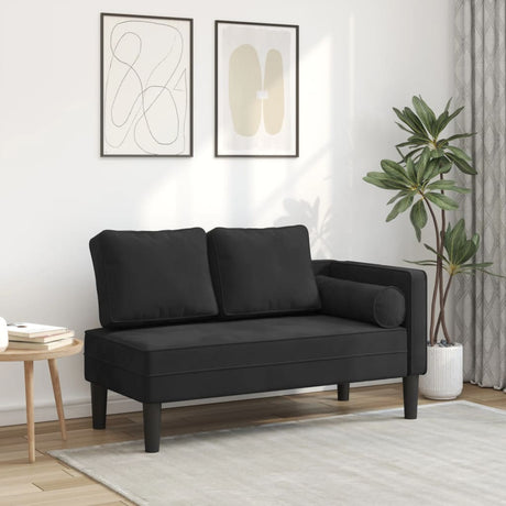 Vidaxl chaise longue met kussens fluweel zwart