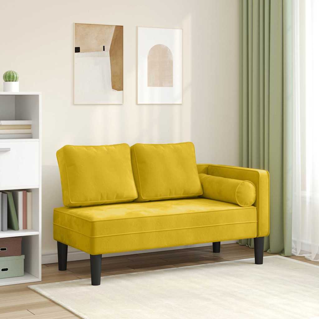 Vidaxl chaise longue met kussens fluweel geel