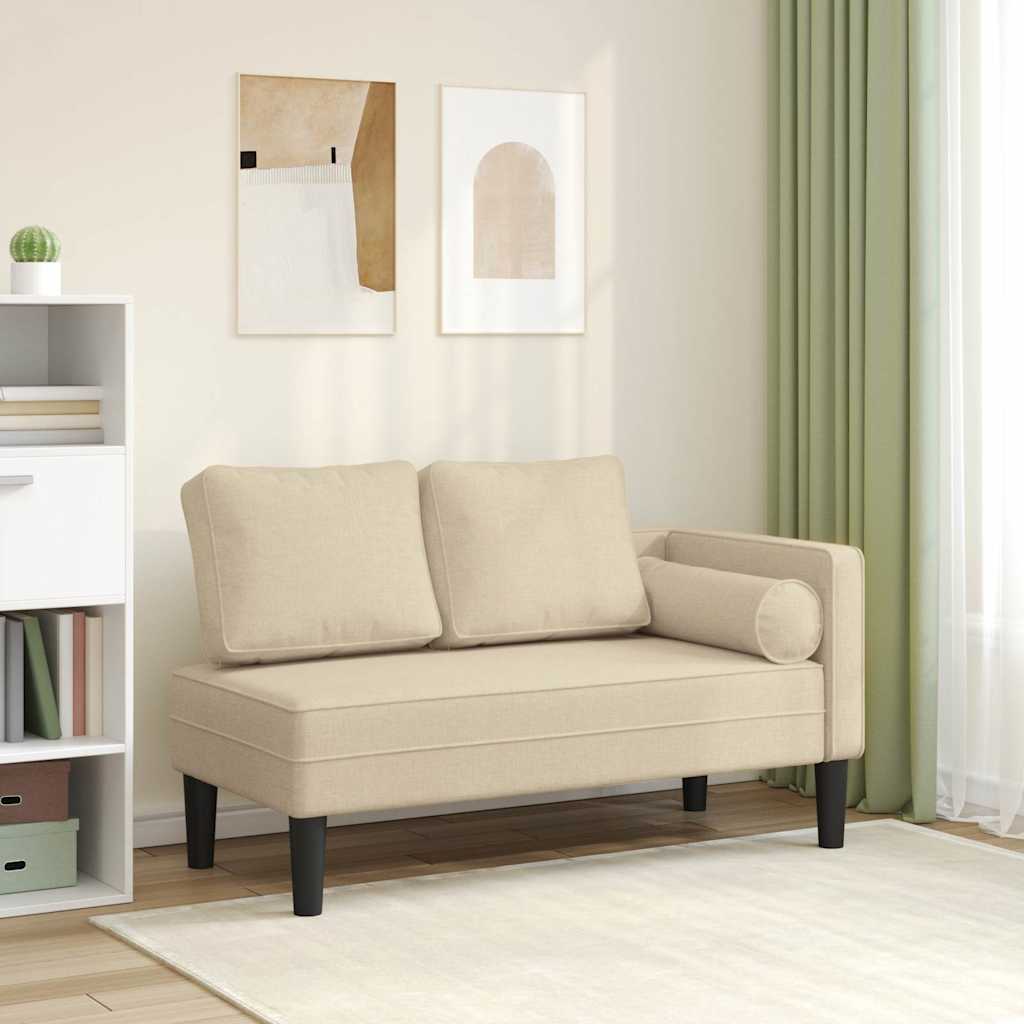 Vidaxl chaise longue met kussens stof crèmekleurig