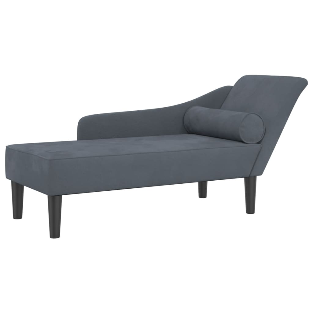 Vidaxl chaise longue met kussens fluweel donkergrijs