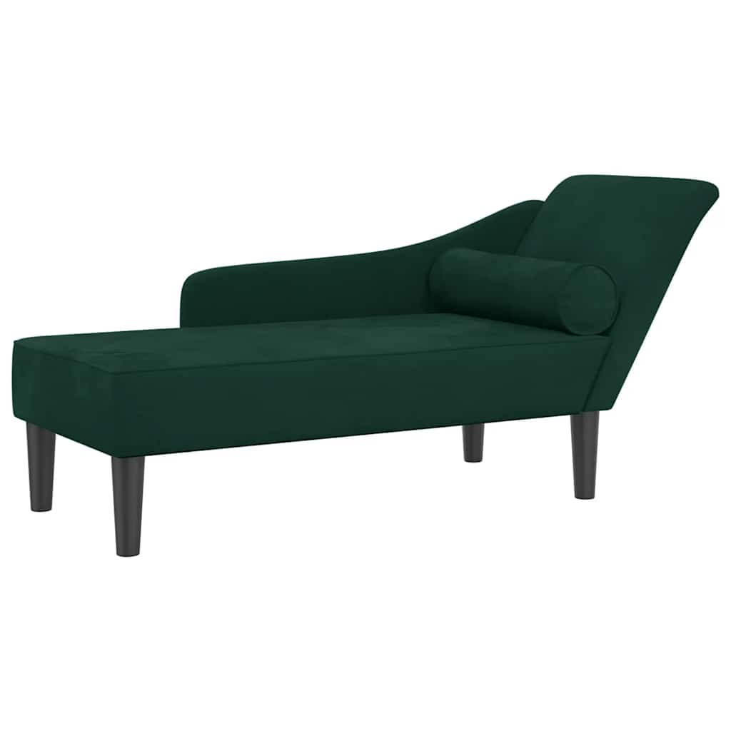 Vidaxl chaise longue met kussens fluweel donkergroen