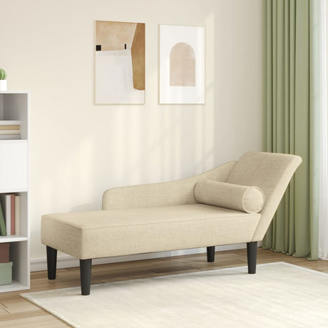 Vidaxl chaise longue met kussens stof crèmekleurig