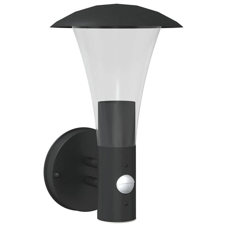 Zewnętrzna lampa ścienna VidaXL z czujnikiem, stal nierdzewna, czarna