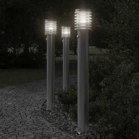Zewnętrzna lampa podłogowa Vidaxxl z czujnikiem 110 cm stal nierdzewna srebrna