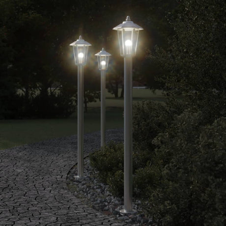 Zewnętrzna lampa podłogowa Vidaxx 3 szt. 120 cm stal nierdzewna w kolorze srebrnym