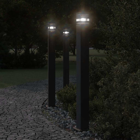 Zewnętrzne lampy podłogowe Vidaxx 3 szt. z czujnikiem 110 cm aluminium czarne
