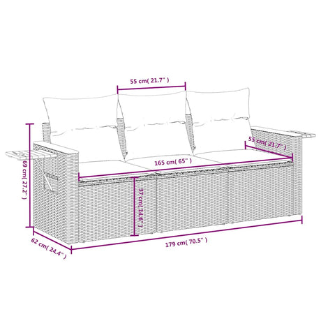 Vidaxl 3-delige loungeset met kussens poly rattan zwart