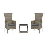 Vidaxl 3-delige tuinset met kussens poly rattan grijs