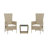Vidaxl 3-delige tuinset met kussens poly rattan beige