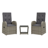 Vidaxl 3-delige tuinset met kussens poly rattan grijs