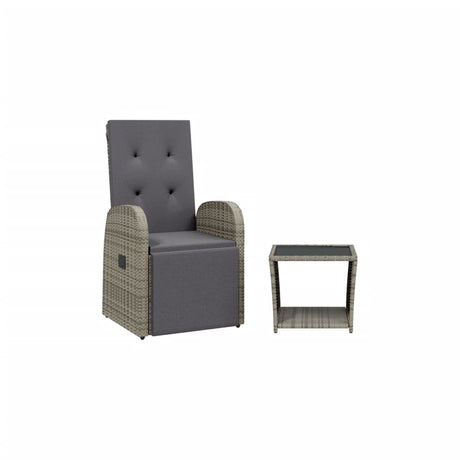Vidaxl 2-delige tuinset met kussens poly rattan grijs