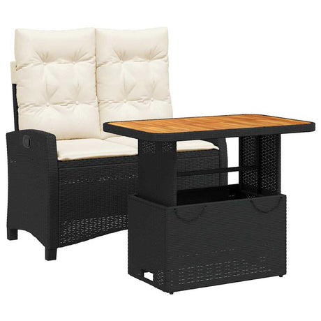 Vidaxl 2-delige tuinset met kussens poly rattan zwart