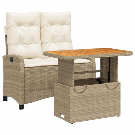 Vidaxl 2-delige tuinset met kussens poly rattan beige