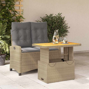 Vidaxl 2-delige tuinset met kussens poly rattan beige