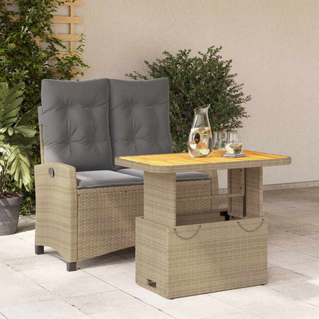Vidaxl 2-delige tuinset met kussens poly rattan beige