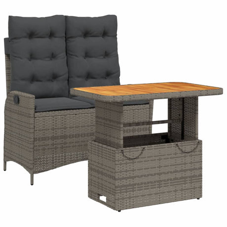 Vidaxl 2-delige tuinset met kussens poly rattan grijs