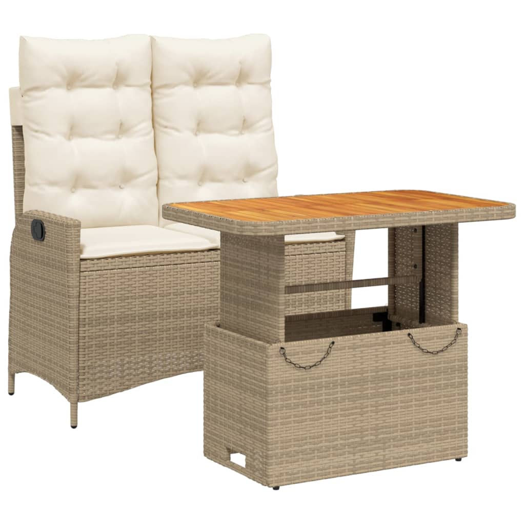 Vidaxl 2-delige tuinset met kussens poly rattan beige