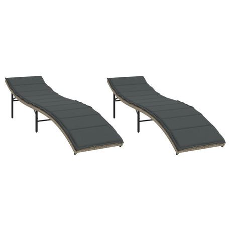 Vidaxl ligbedden 2 st met kussens poly rattan lichtgrijs
