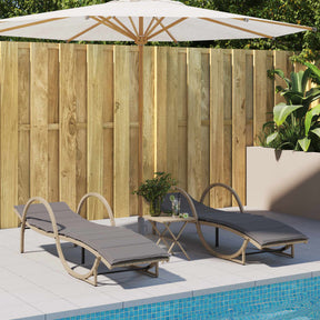 Vidaxl ligstoelen 2 st met kussens poly rattan beige