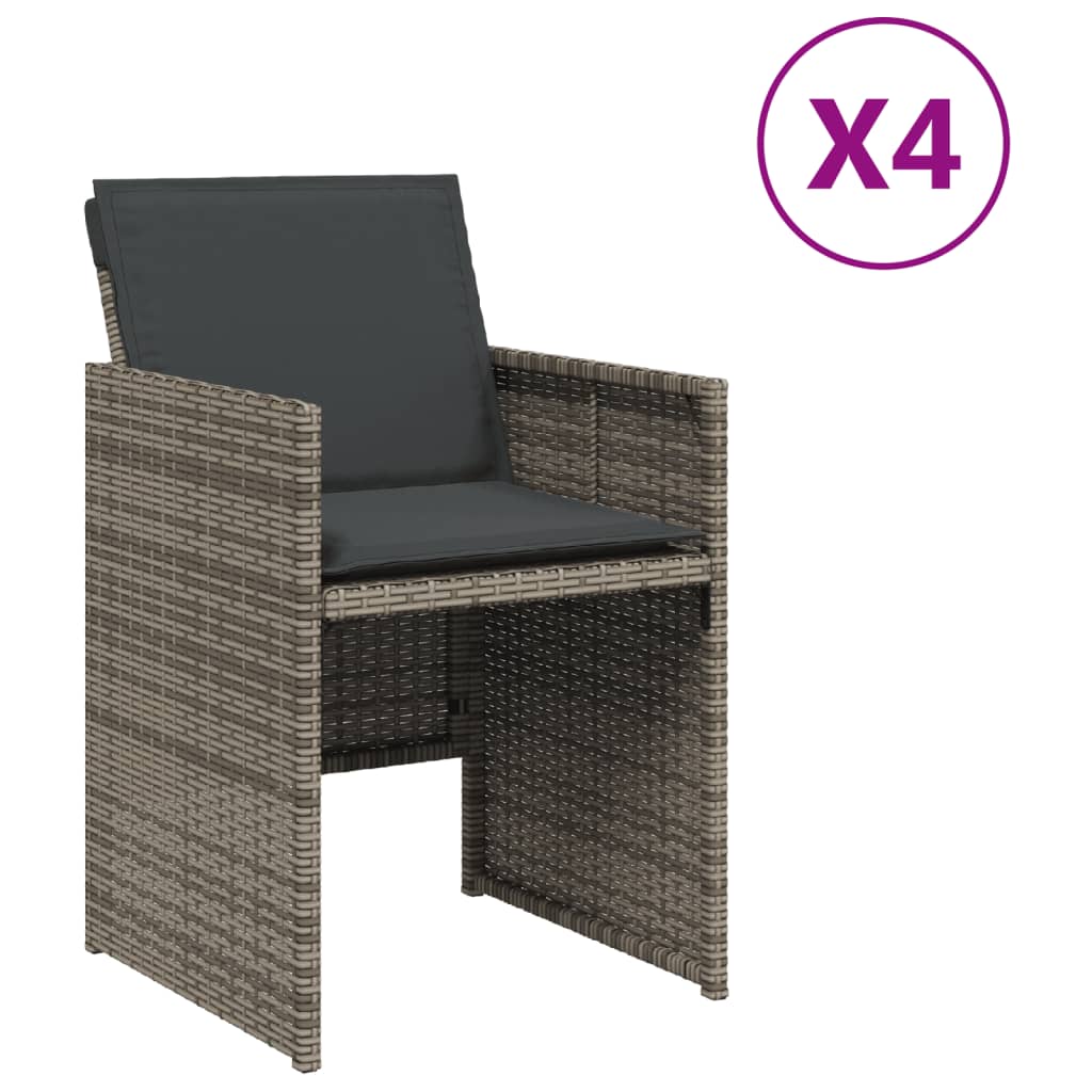 Vidaxl tuinstoelen 4 st met kussens poly rattan grijs