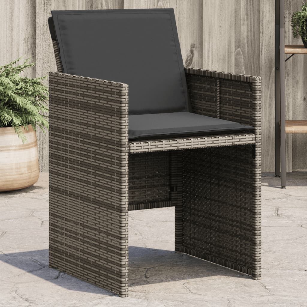 Vidaxl tuinstoelen 4 st met kussens poly rattan grijs