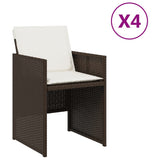 Vidaxl tuinstoelen 4 st met kussens poly rattan bruin
