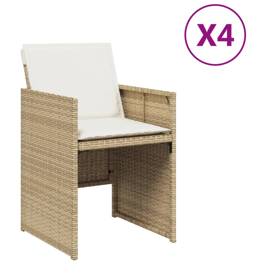 Vidaxl tuinstoelen 4 st met kussens poly rattan beige