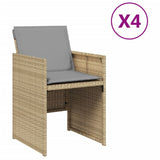 Vidaxl tuinstoelen 4 st met kussens poly rattan gemengd beige