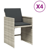 Vidaxl tuinstoelen 4 st met kussens poly rattan lichtgrijs
