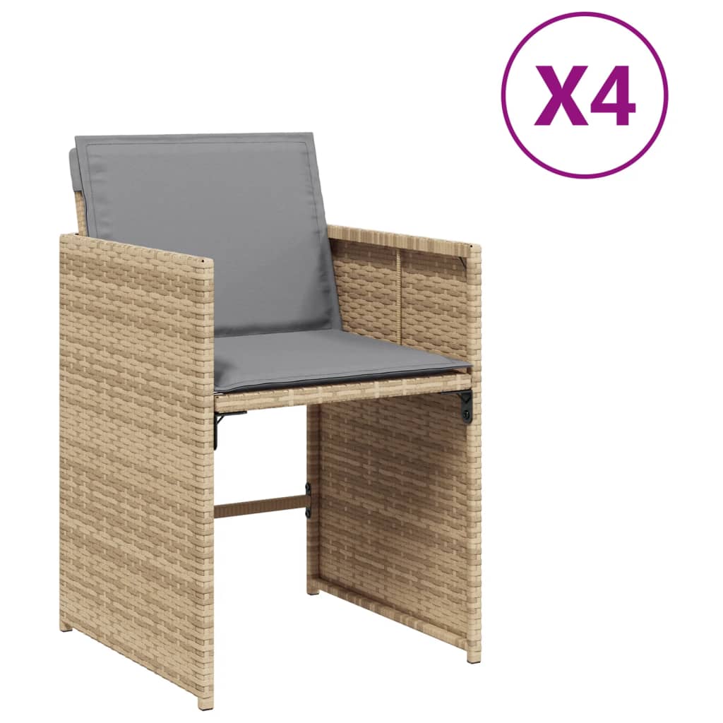 Vidaxl tuinstoelen 4 st met kussens poly rattan gemengd beige