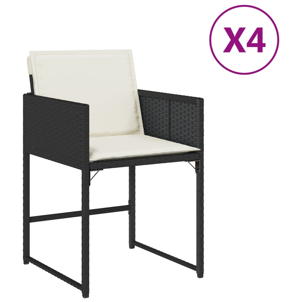 Vidaxl tuinstoelen 4 st met kussens poly rattan zwart