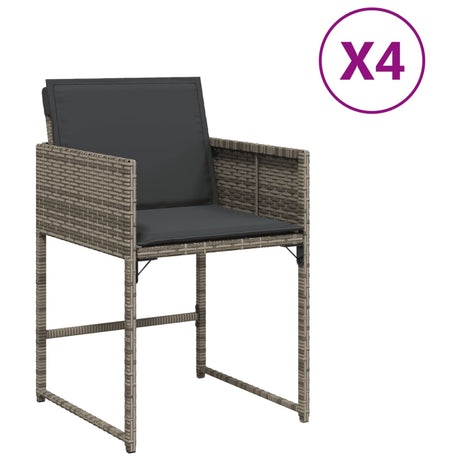 Vidaxl tuinstoelen 4 st met kussens poly rattan grijs