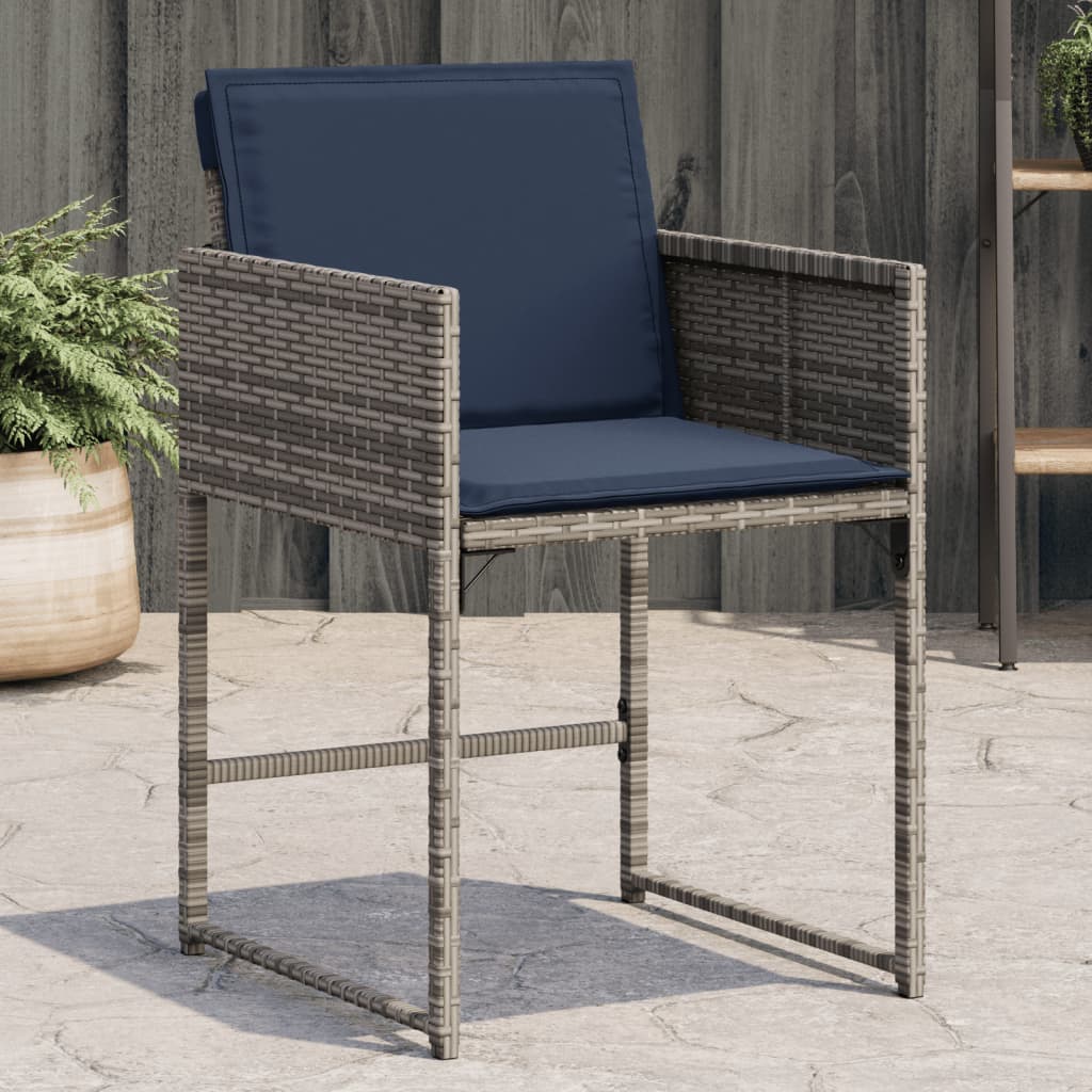 Vidaxl tuinstoelen 4 st met kussens poly rattan grijs