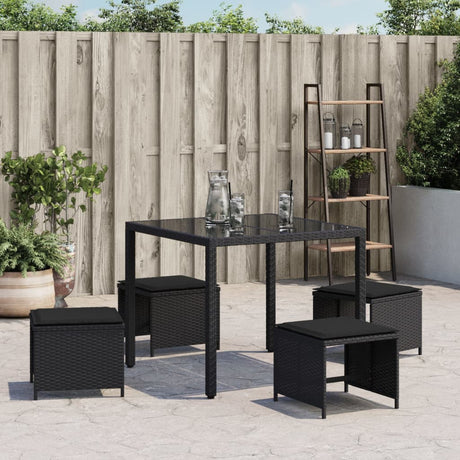 Vidaxl tuinkrukken 4 st met kussens 40x40x35 cm poly rattan zwart