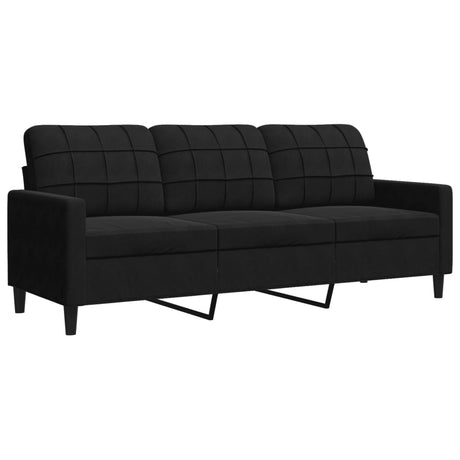 Vidaxl driezitsbank 180 cm fluweel zwart