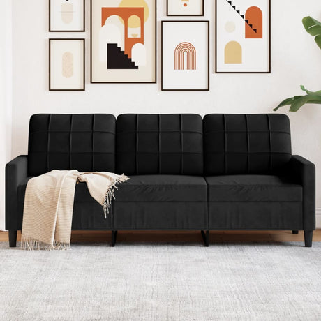 Vidaxl driezitsbank 180 cm fluweel zwart