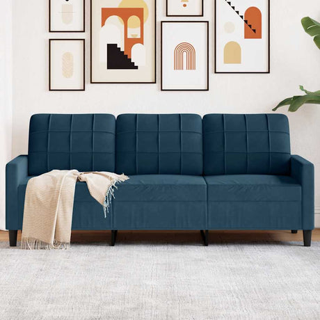 Vidaxl driezitsbank 180 cm fluweel blauw