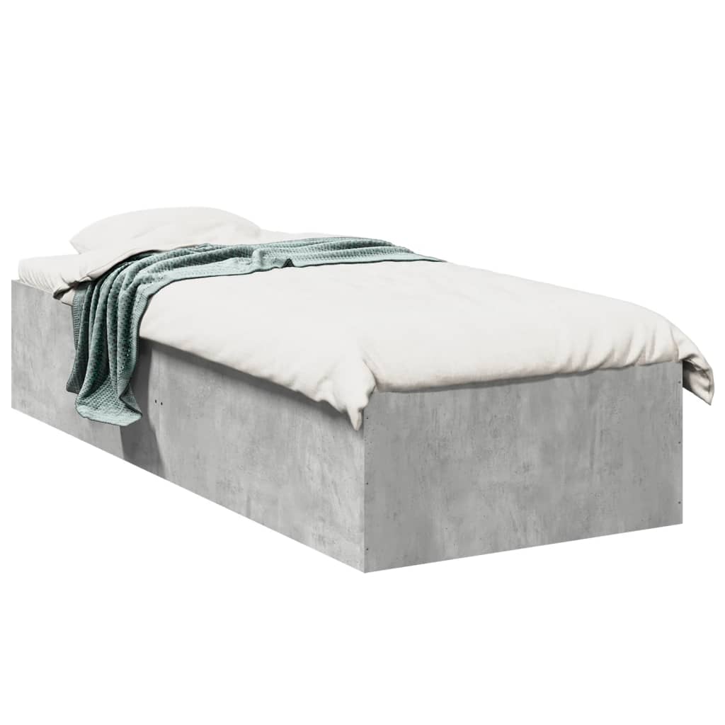 Vidaxl bedframe bewerkt hout betongrijs 75x190 cm