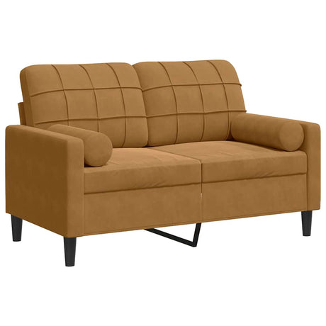 Vidaxl tweezitsbank met sierkussens 120 cm fluweel bruin