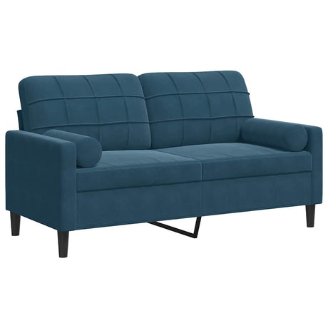 Vidaxl tweezitsbank met sierkussens 140 cm fluweel blauw