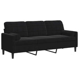 Vidaxl driezitsbank met sierkussens 180 cm fluweel zwart