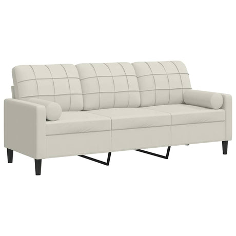 Vidaxl driezitsbank met sierkussens 180 cm fluweel crèmekleurig