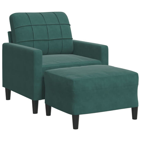 Vidaxl fauteuil met voetenbank 60 cm fluweel donkergroen